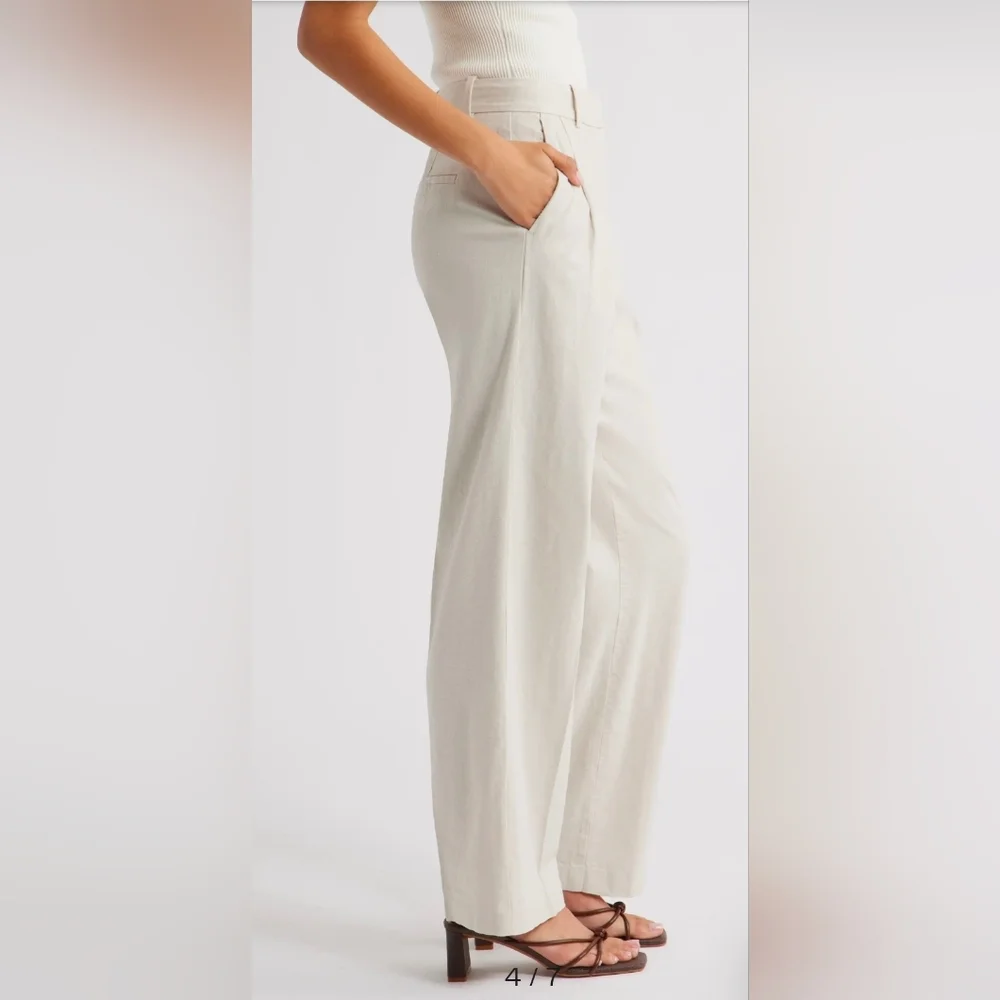 Open Edit Everyday Linen Blend Pants • Grey Moonbeam 2️⃣ - Picture 4 of 11